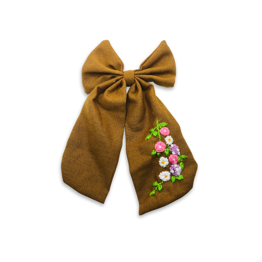 Blooming Grace Embroidered Medium Bow